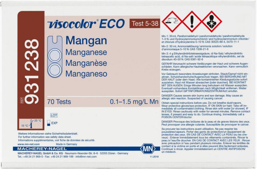Testovací soupravy, <i><sup>VISOCOLOR®ECO</sup> pro </i>analýzu vody, doplňovací balení