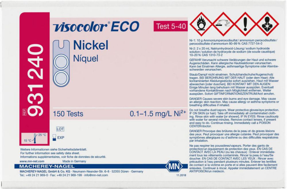 Testovací soupravy, <i><sup>VISOCOLOR®ECO</sup> pro </i>analýzu vody, doplňovací balení