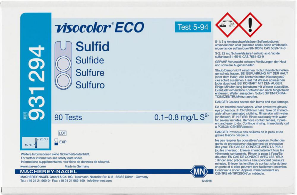Testovací soupravy, <i><sup>VISOCOLOR®ECO</sup> pro </i>analýzu vody, doplňovací balení