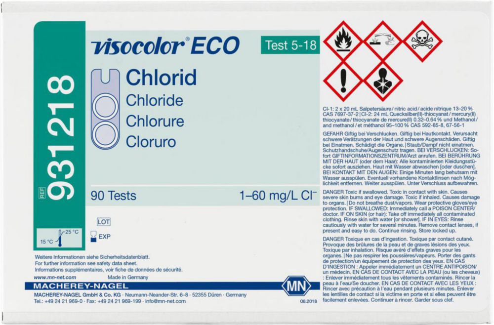 Testovací soupravy, <i><sup>VISOCOLOR®ECO</sup> pro </i>analýzu vody, doplňovací balení