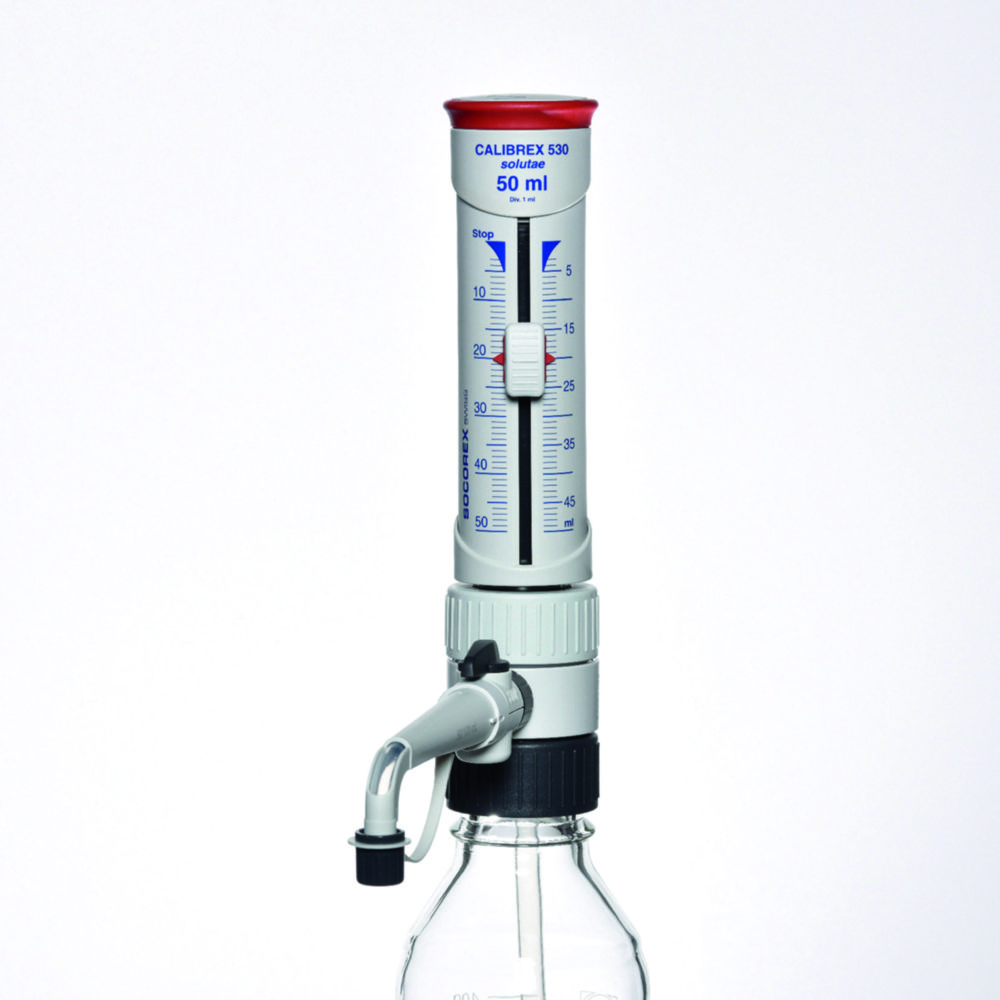 Bottle-top dispensers Calibrex™ <i>solutae </i>530, with flow control system