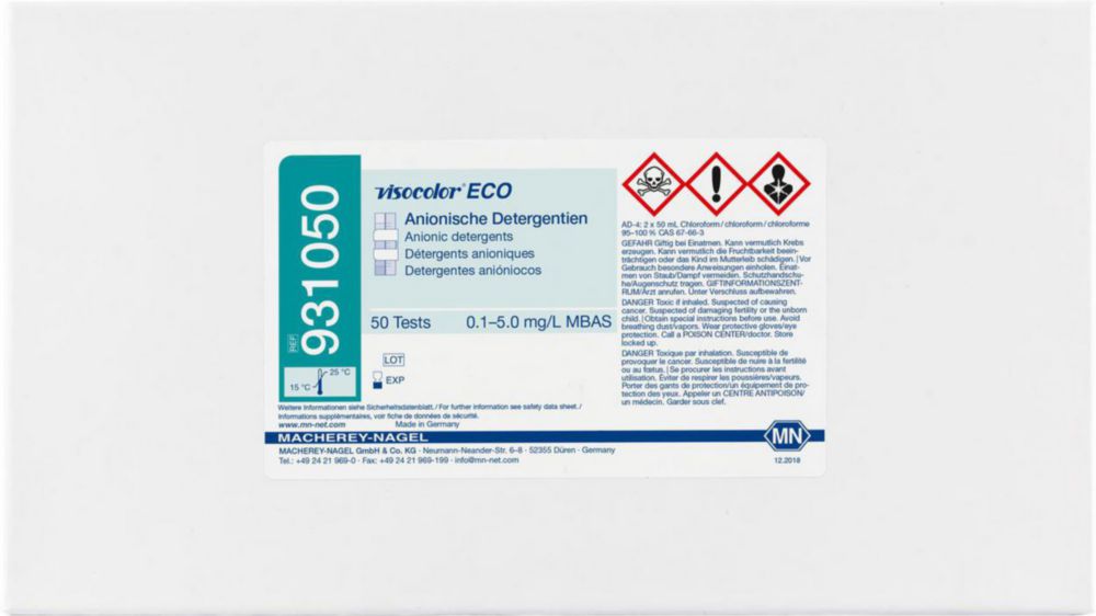 Testovací soupravy, <i><sup>VISOCOLOR®HE</sup> pro </i>analýzu vody