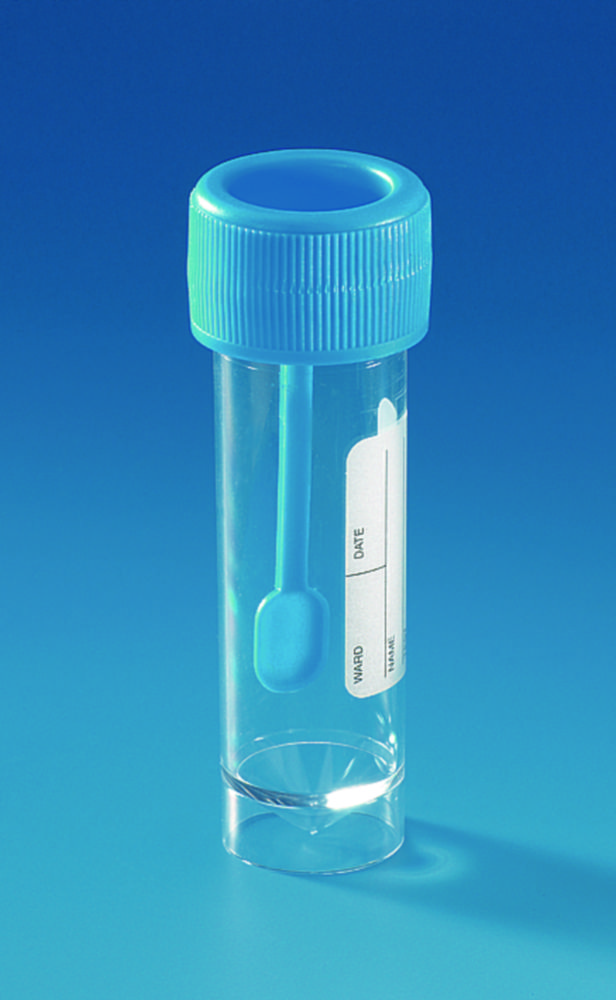 Sample containers, PS, with screw cap