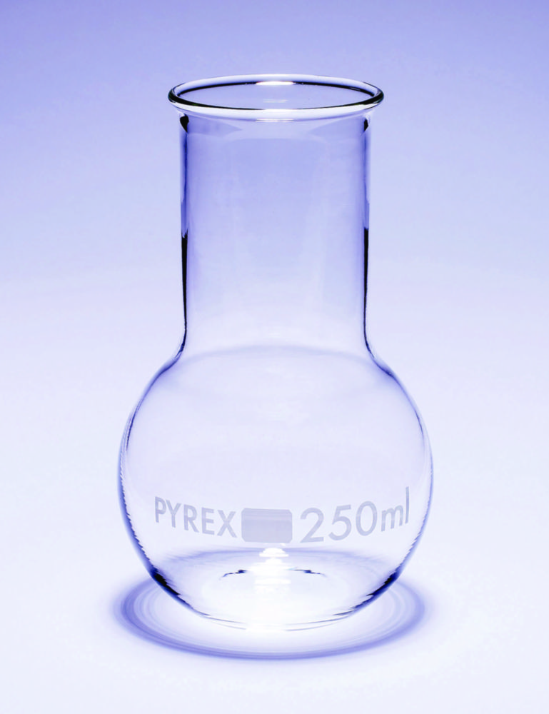 Baňky, lakované, s plochým dnem, se širokým hrdlem, <sup>Pyrex®</sup>