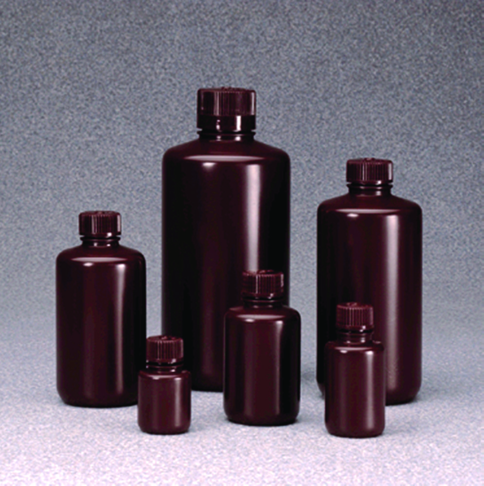 Lahve s úzkým hrdlem Nalgene™, s uzávěrem, HDPE, jantarové barvy