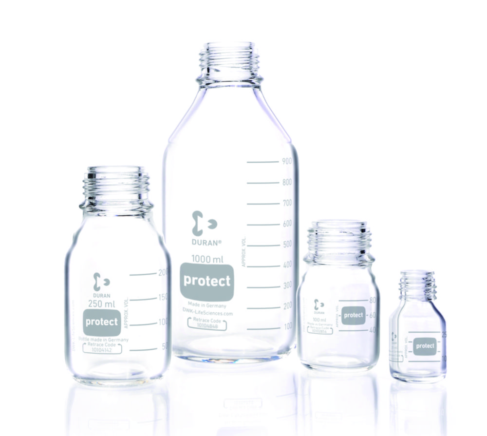 Laboratorní lahve Protect <sup>DURAN®</sup>, se zpětným kódem