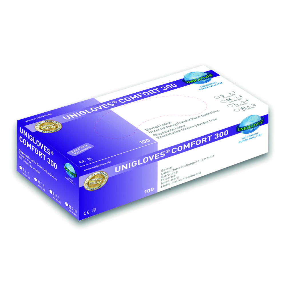 Jednorázové rukavice COMFORT 300, latexové, bez pudru