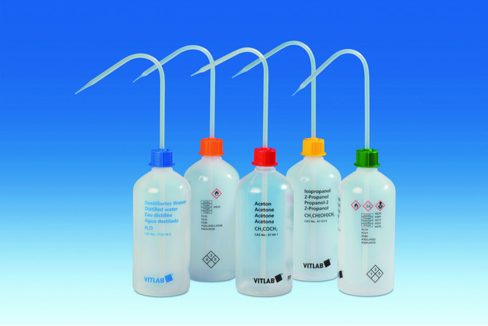 VITsafe™ Bezpečnostní lahve na mytí, úzké hrdlo, PP/LDPE