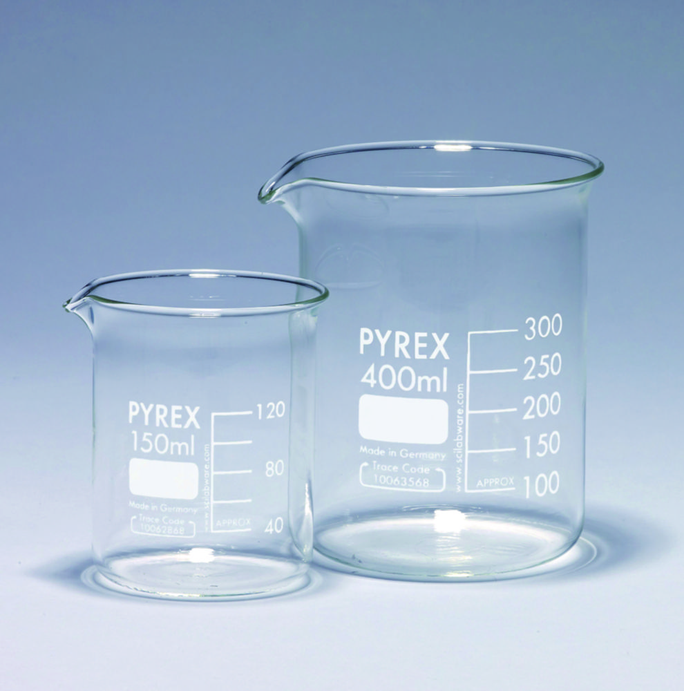 Kádinky skleněné, <sup>Pyrex®</sup>, nízký tvar