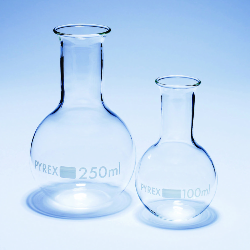 Varné baňky s plochým dnem a úzkým hrdlem, <sup>Pyrex®</sup>